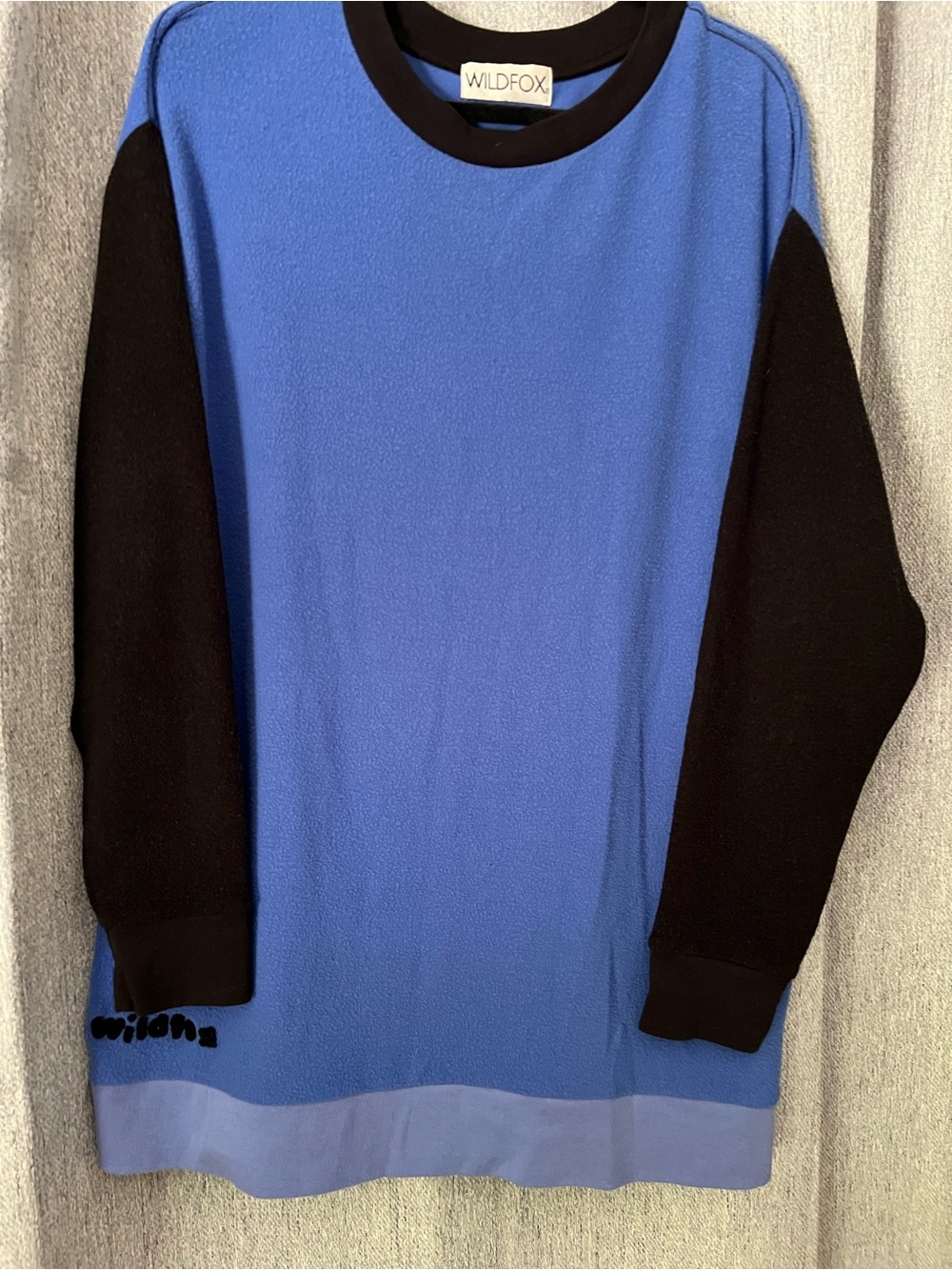 Wildfox Blue and Black Crewneck Colorblock Sweater